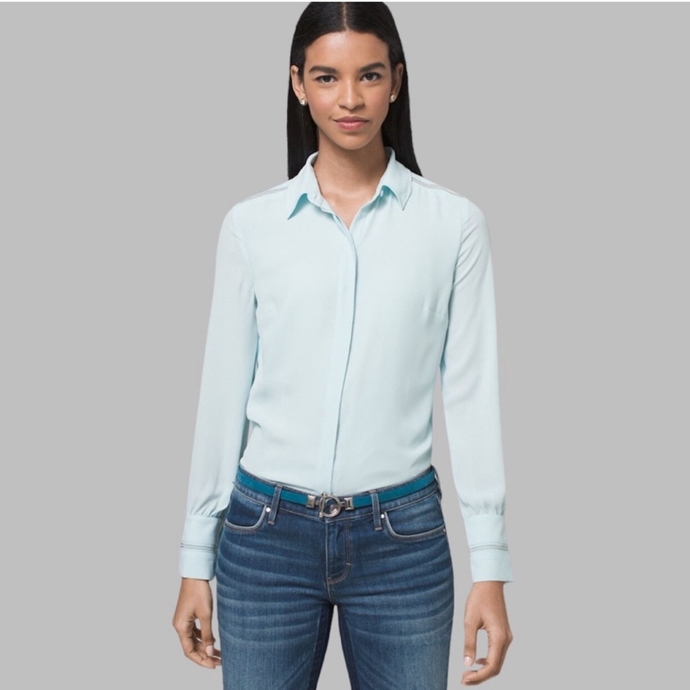 WHBM Dress Shirt Solid Long Sleeved